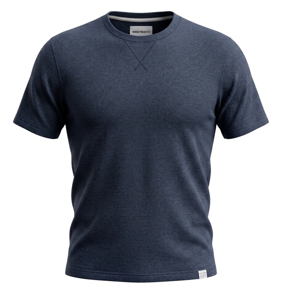 Norse Projects Mens Niels Sport Waffle T-Shirt Blue N01-0330 Size L Fit M
